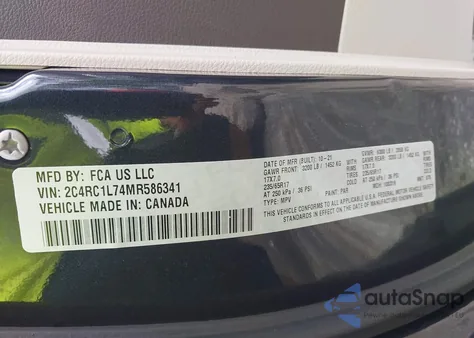 2021 Chrysler Pacifica Hybrid Touring L z USA, uszkodzony, nr VIN 2C4RC1L74MR586341